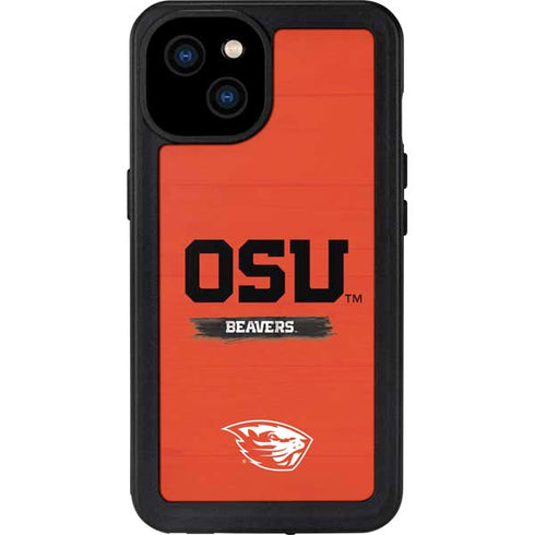 Oregon State University Texture iPhone 15 Plus Waterproof Case